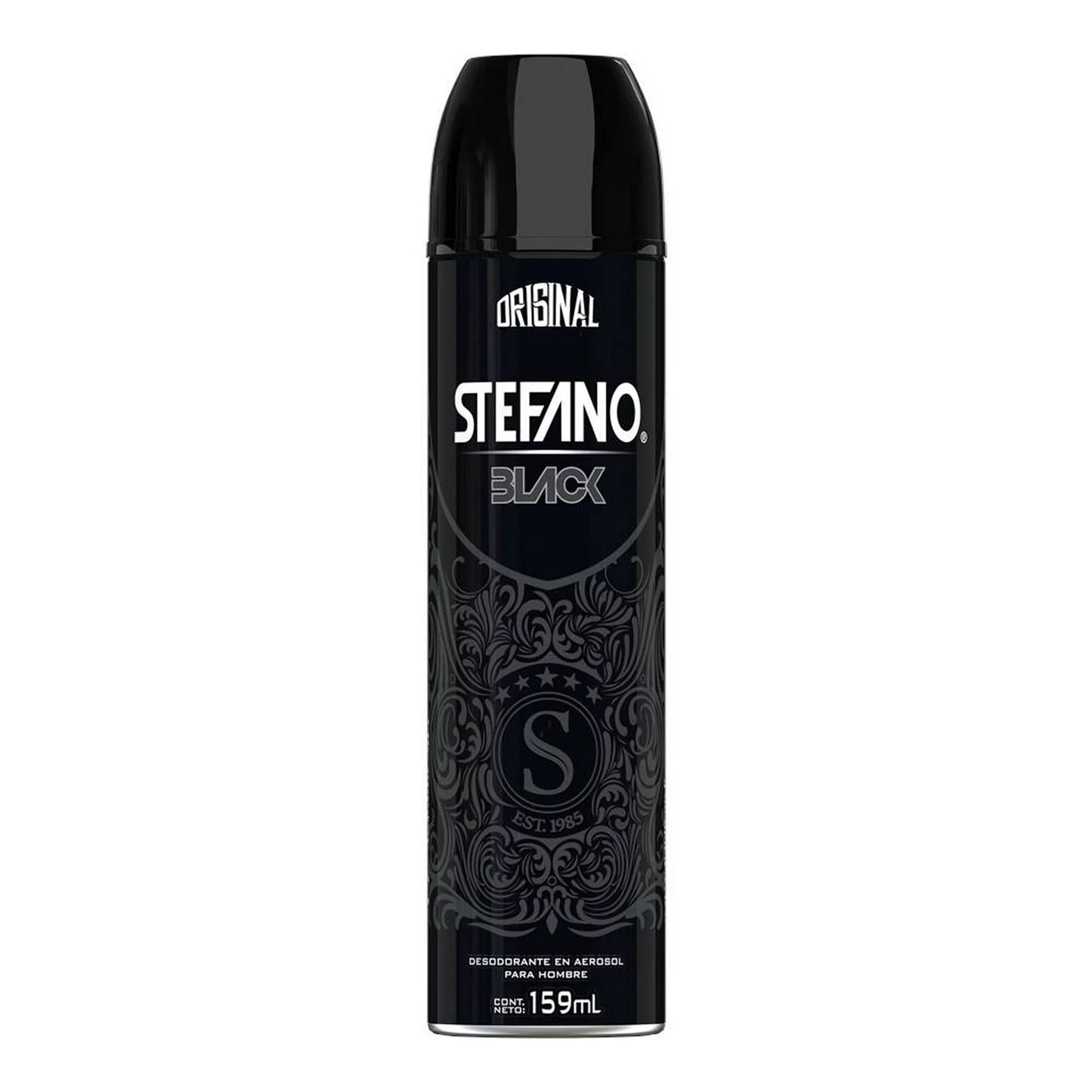 Desodorante Stefano black en aerosol para caballero 159 ml