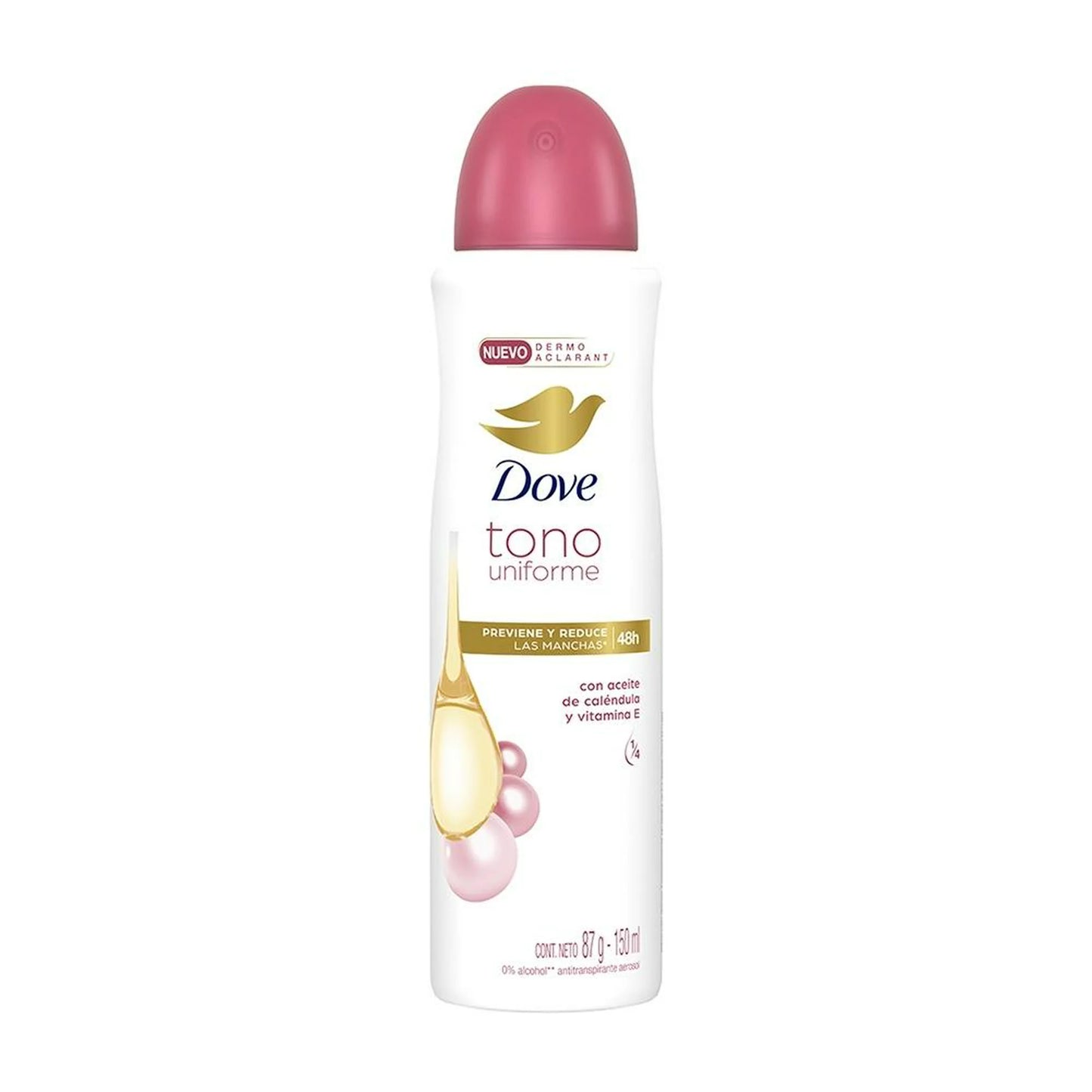 Antitranspirante Dove tono uniforme en aerosol caléndula y vitamina E para dama 150 ml