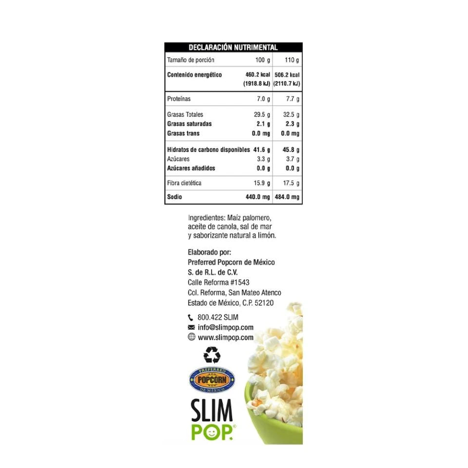 Palomitas Slim Pop limón y sal de mar 110 g