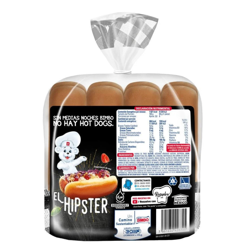 Pan para hot dog Bimbo Medias Noches brioche 384 g
