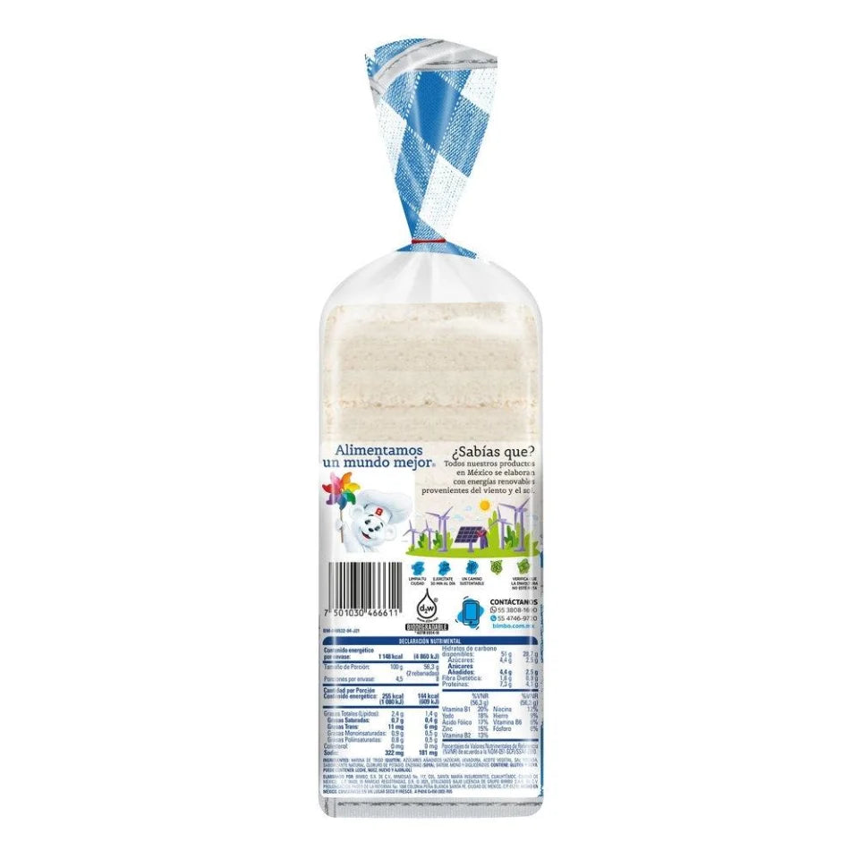Pan blanco Bimbo sin orillas 450 g