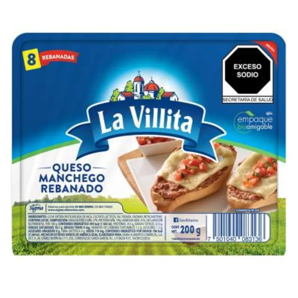 Queso manchego La Villita rebanado 200 g