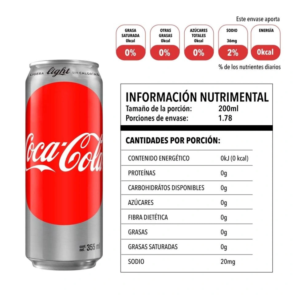 Refresco Coca Cola light de 355 ml