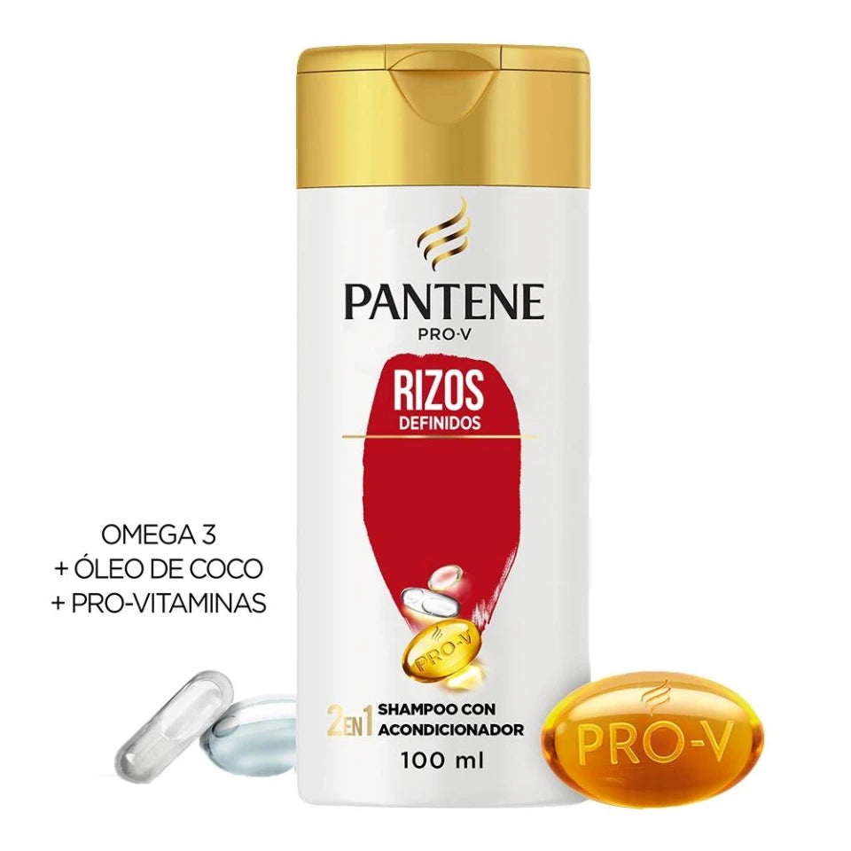 Shampoo Pantene Pro V 2 en 1 rizos definidos 100 ml