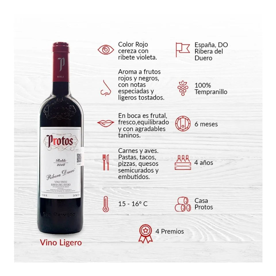 Vino tinto Protos roble ribera del duero 750 ml