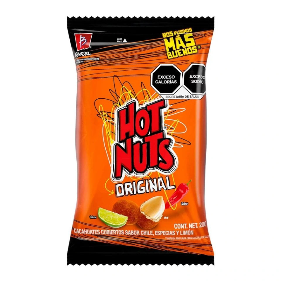 Cacahuates Barcel Hot Nuts original cubierto sabor chile y limón 200 g