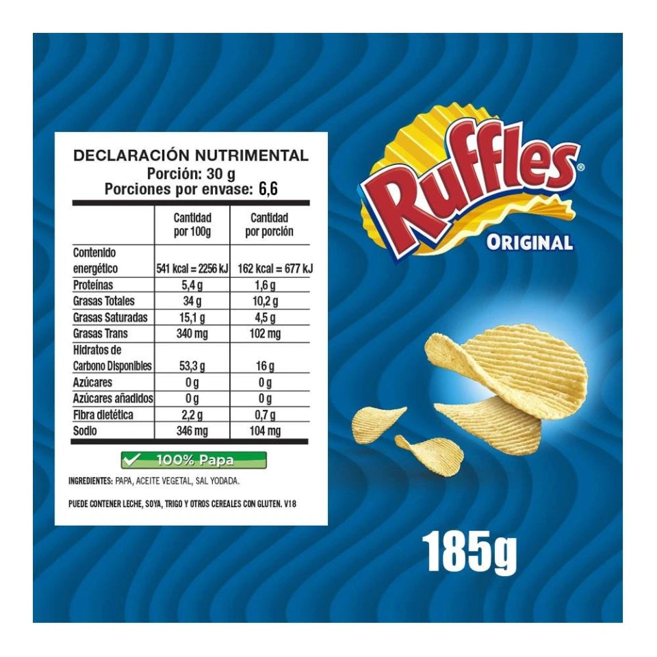 Papas Sabritas Ruffles original con sal 185 g