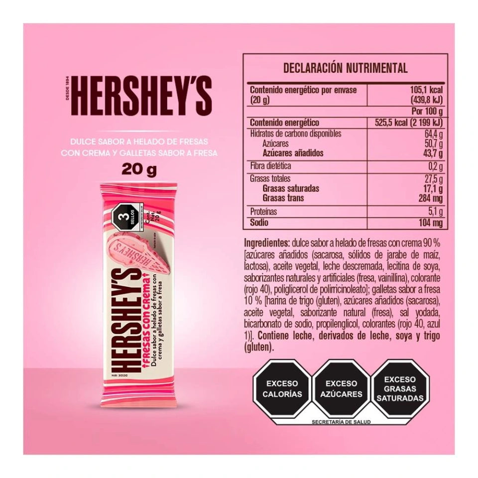 Dulce Hersheys sabor helado de fresas con crema 20 g Stays