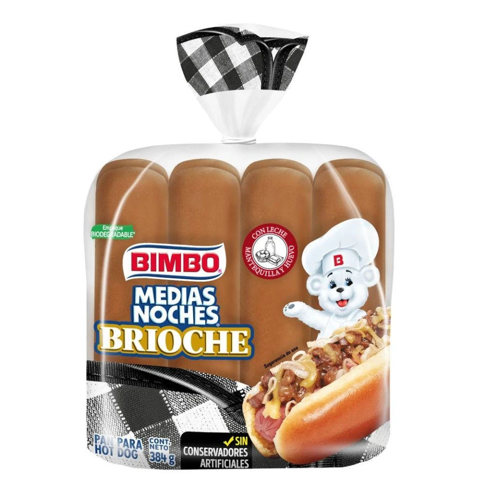 Pan para hot dog Bimbo Medias Noches brioche 384 g