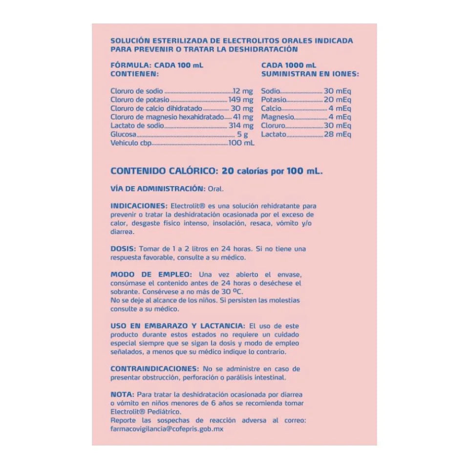 Suero rehidratante Electrolit fresa kiwi 625 ml