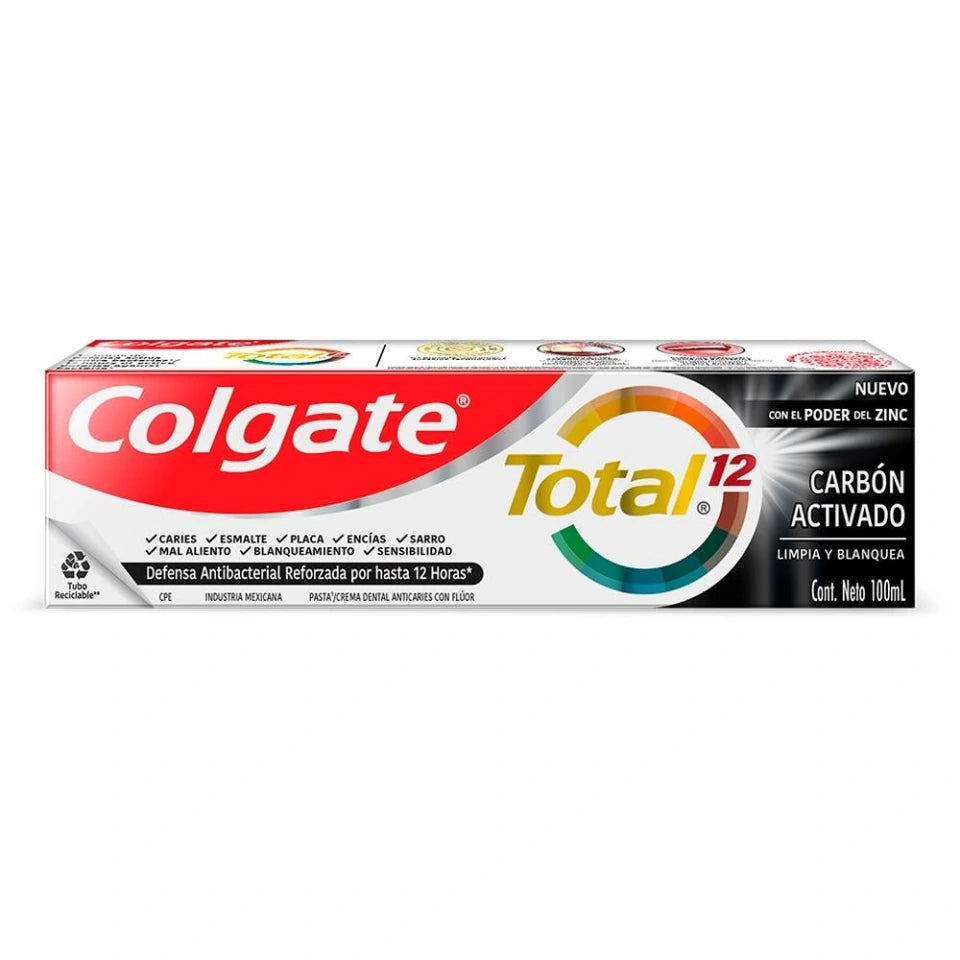 Pasta Dental Colgate Total 12 carbón activado 100 ml