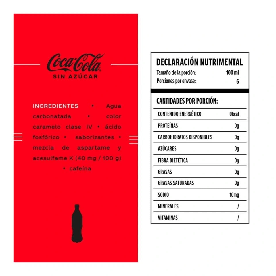 Refresco Coca Cola sin azúcar 600 ml